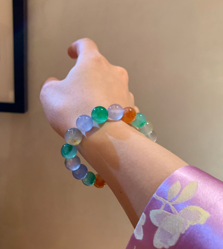 Collector Grade Rainbow Jadeite Bead Bracelet (10mm) view 2