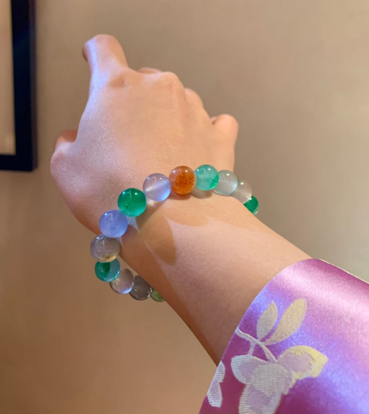 Collector Grade Rainbow Jadeite Bead Bracelet (10mm) view 3