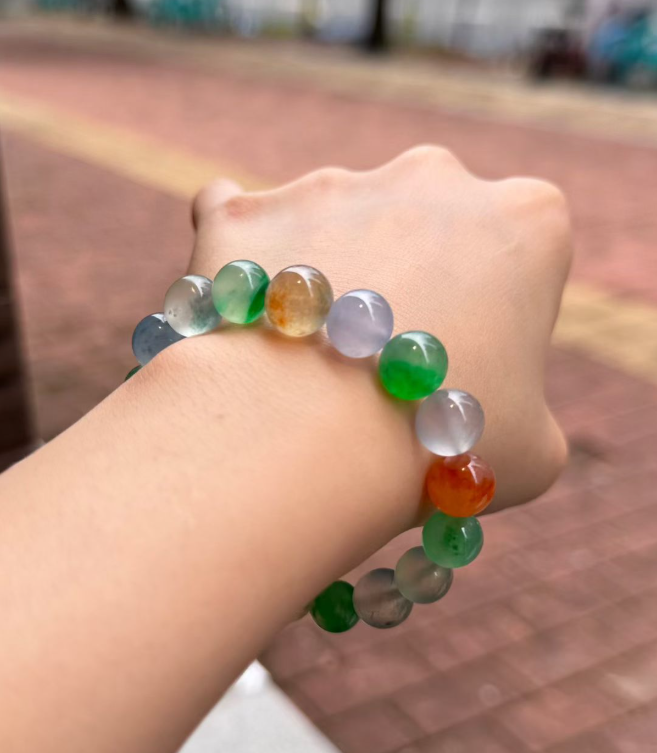 Collector Grade Rainbow Jadeite Bead Bracelet (10mm) view 4