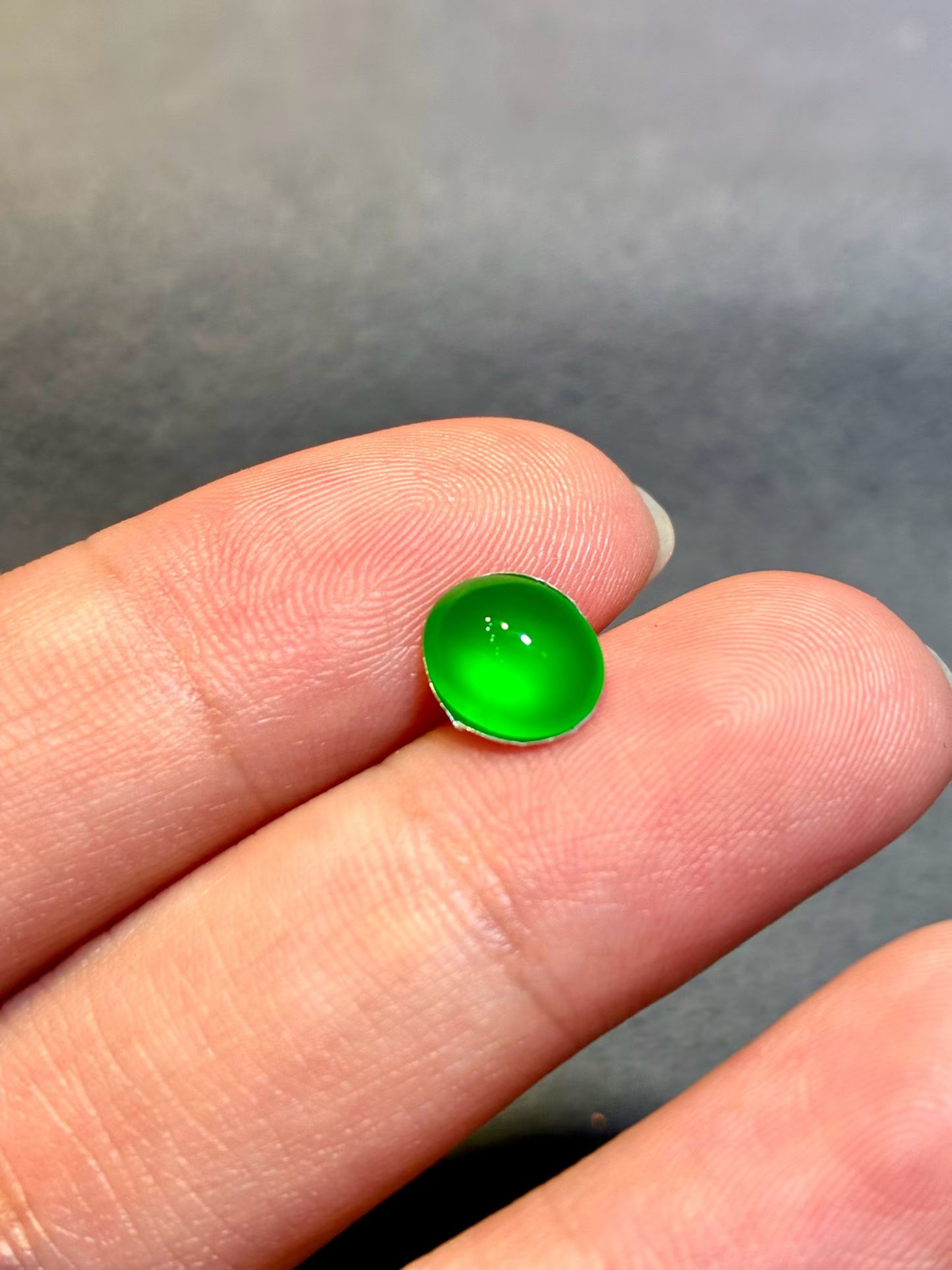 Long Shi Zhong Green Jadeite Cabochon