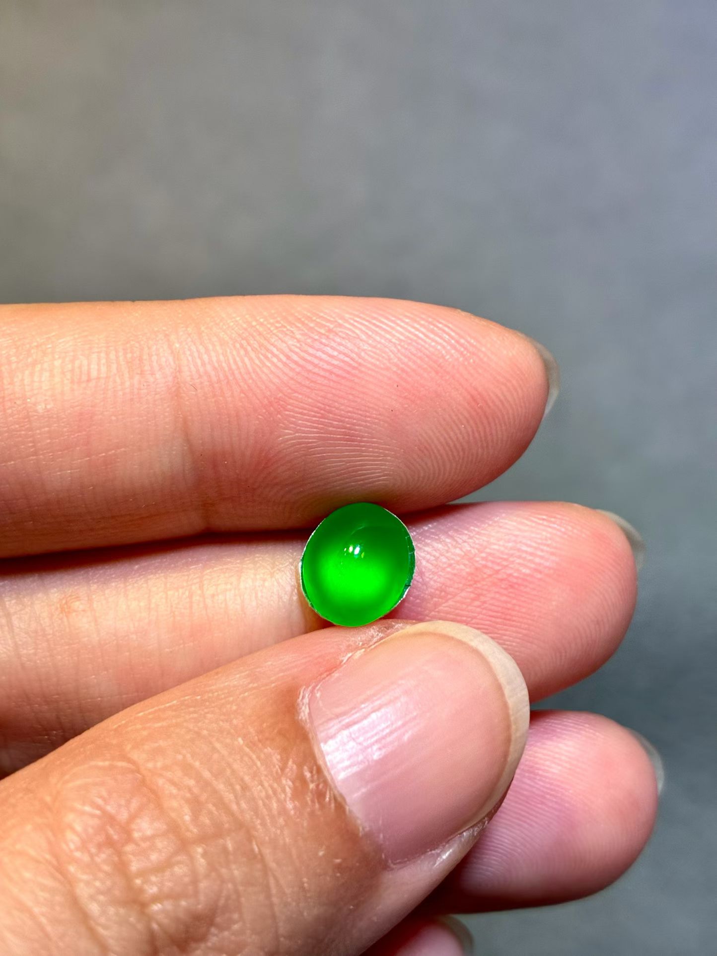 Long Shi Zhong Green Jadeite Cabochon view 3