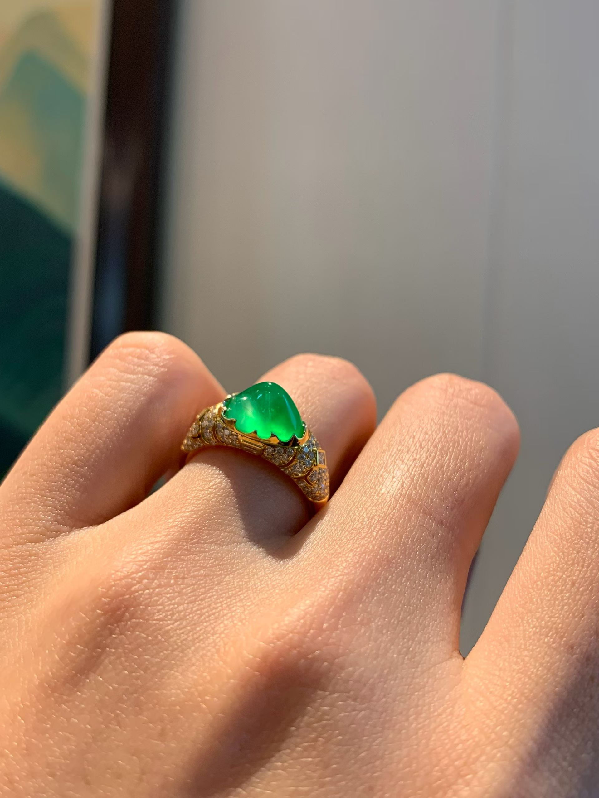 Long Shi Zhong Freeform Jadeite Designer Ring view 4