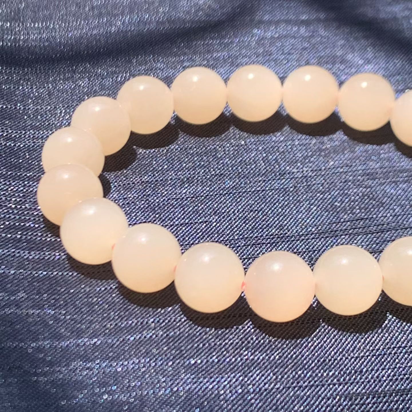 Qinghai "Lotus Pink" Nephrite Jade Bead Bracelet (10mm) view 1