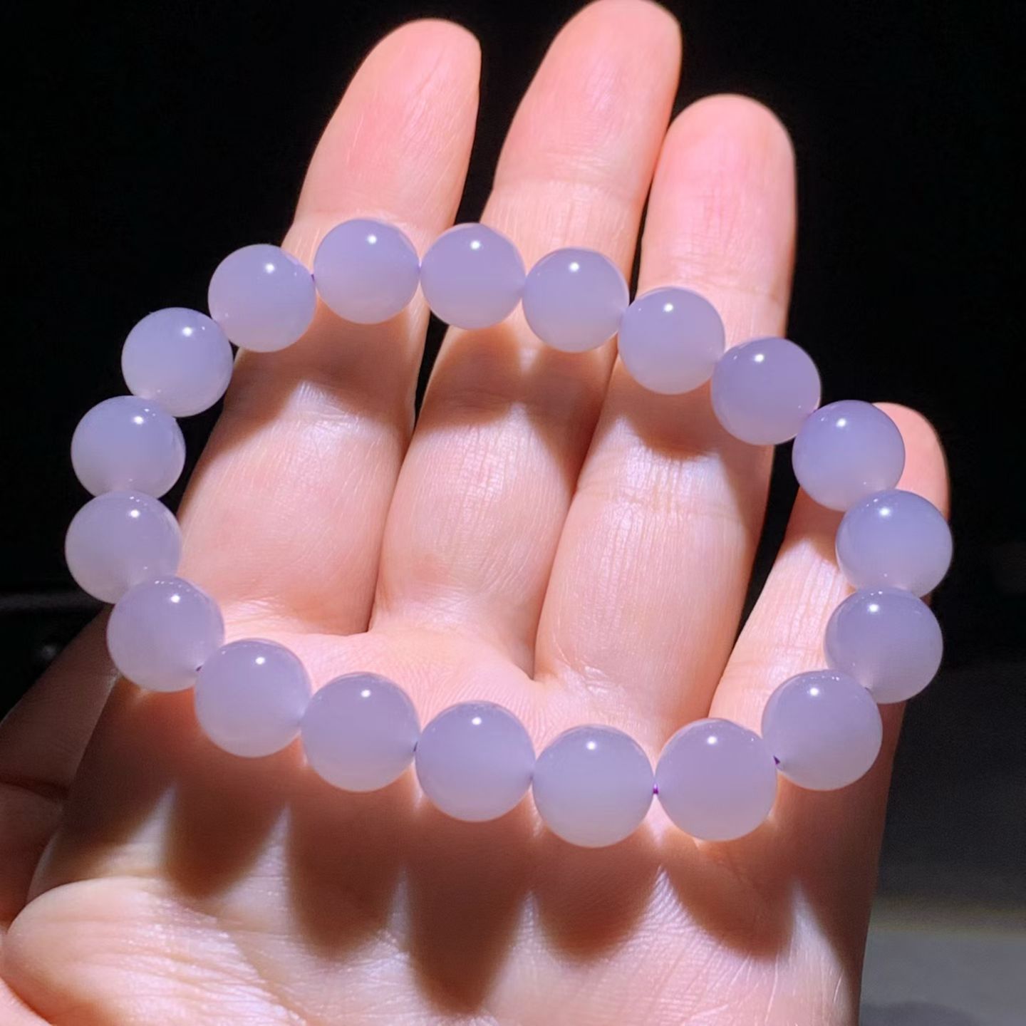 Smoky Lavender Qinghai Nephrite Jade Bracelet (8mm) view 2