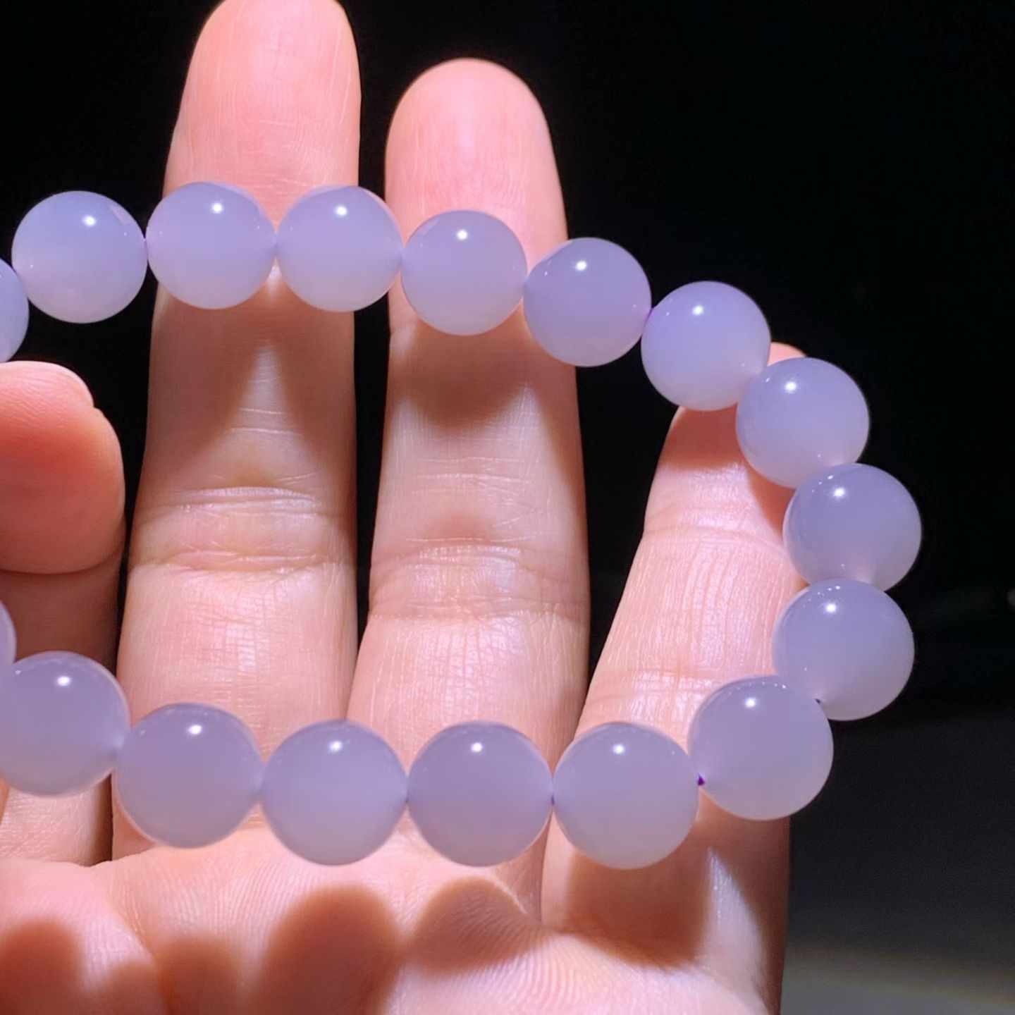Smoky Lavender Qinghai Nephrite Jade Bracelet (8mm) view 3
