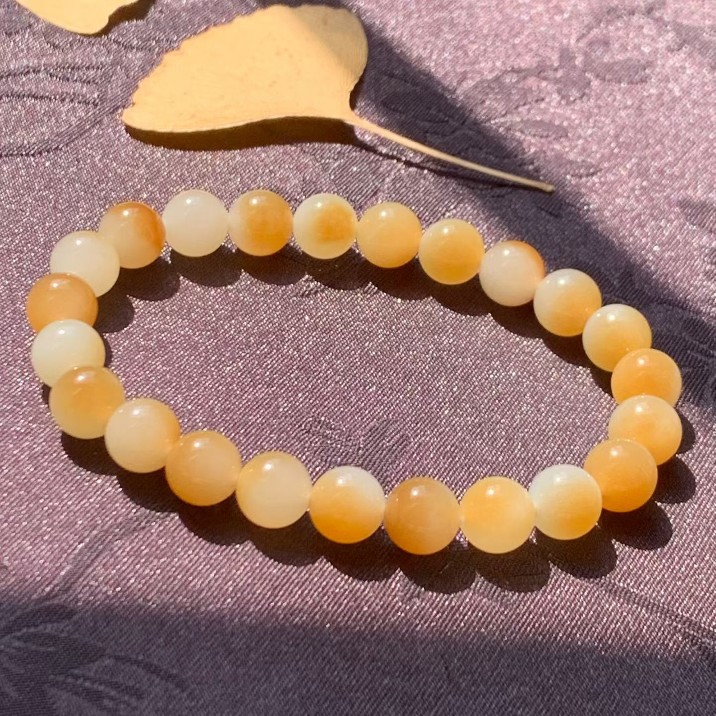 Tang Bai Nephrite Jade "Treasure Basin" Bead Bracelet (10mm) view 5