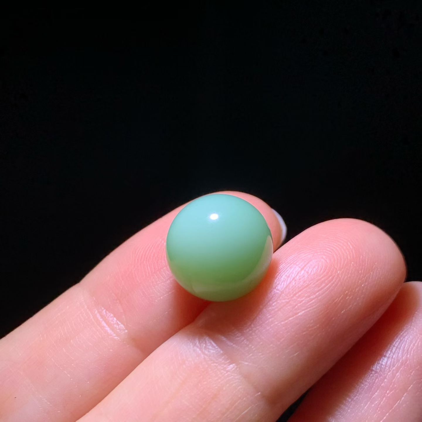 Rosy Green (粉绿) Nephrite Jade Journey Bead (12mm)