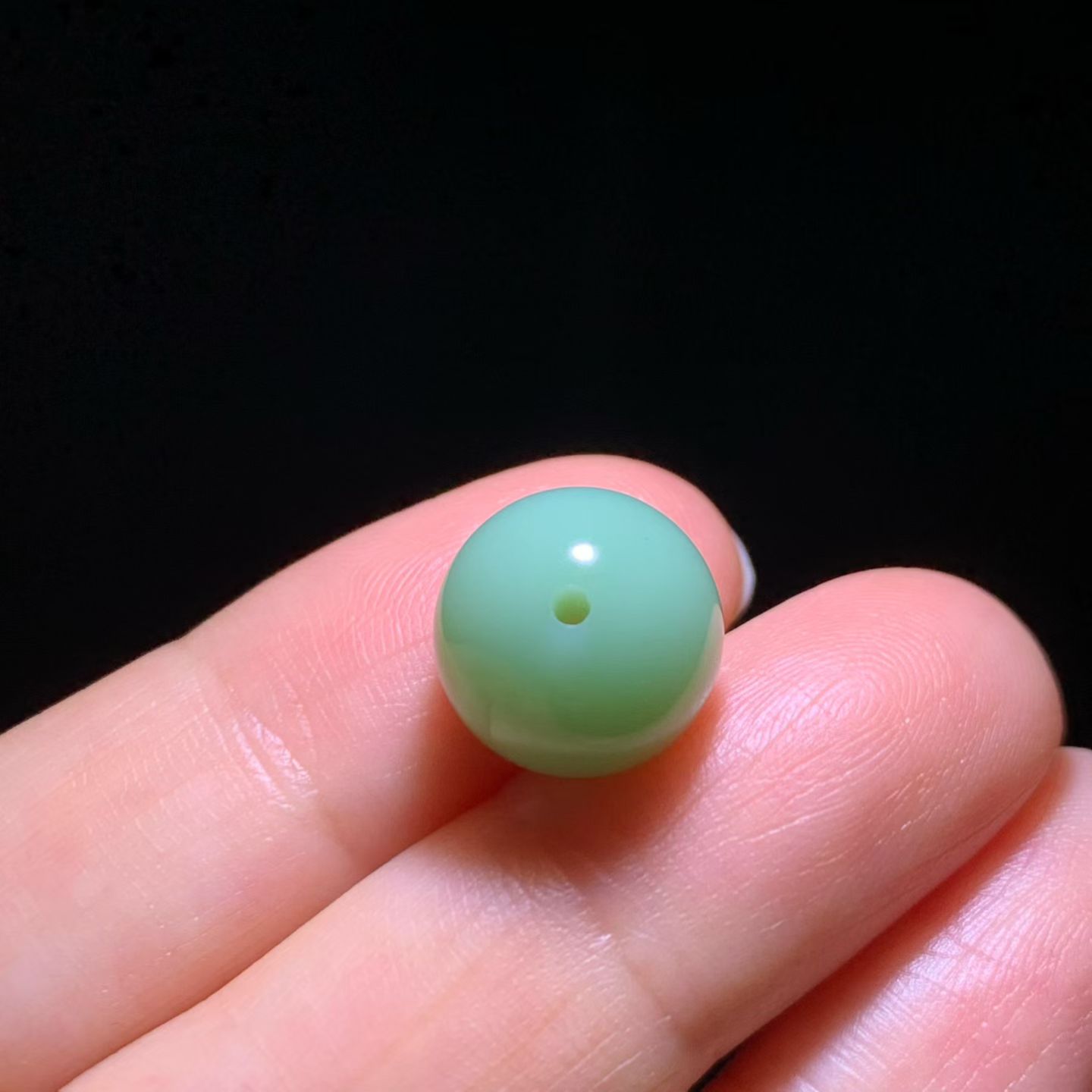 Rosy Green (粉绿) Nephrite Jade Journey Bead (12mm) view 4