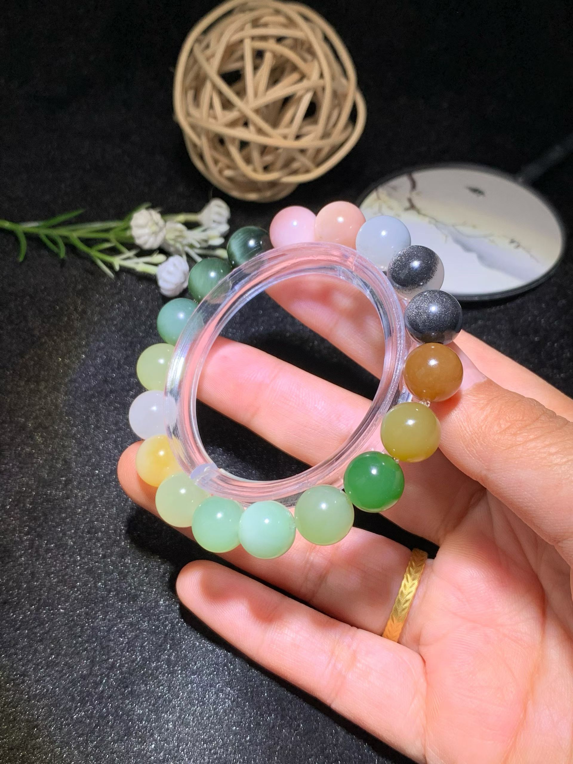 Xinjiang Nephrite Collector's Spectrum Bead Bracelet (12mm) view 2