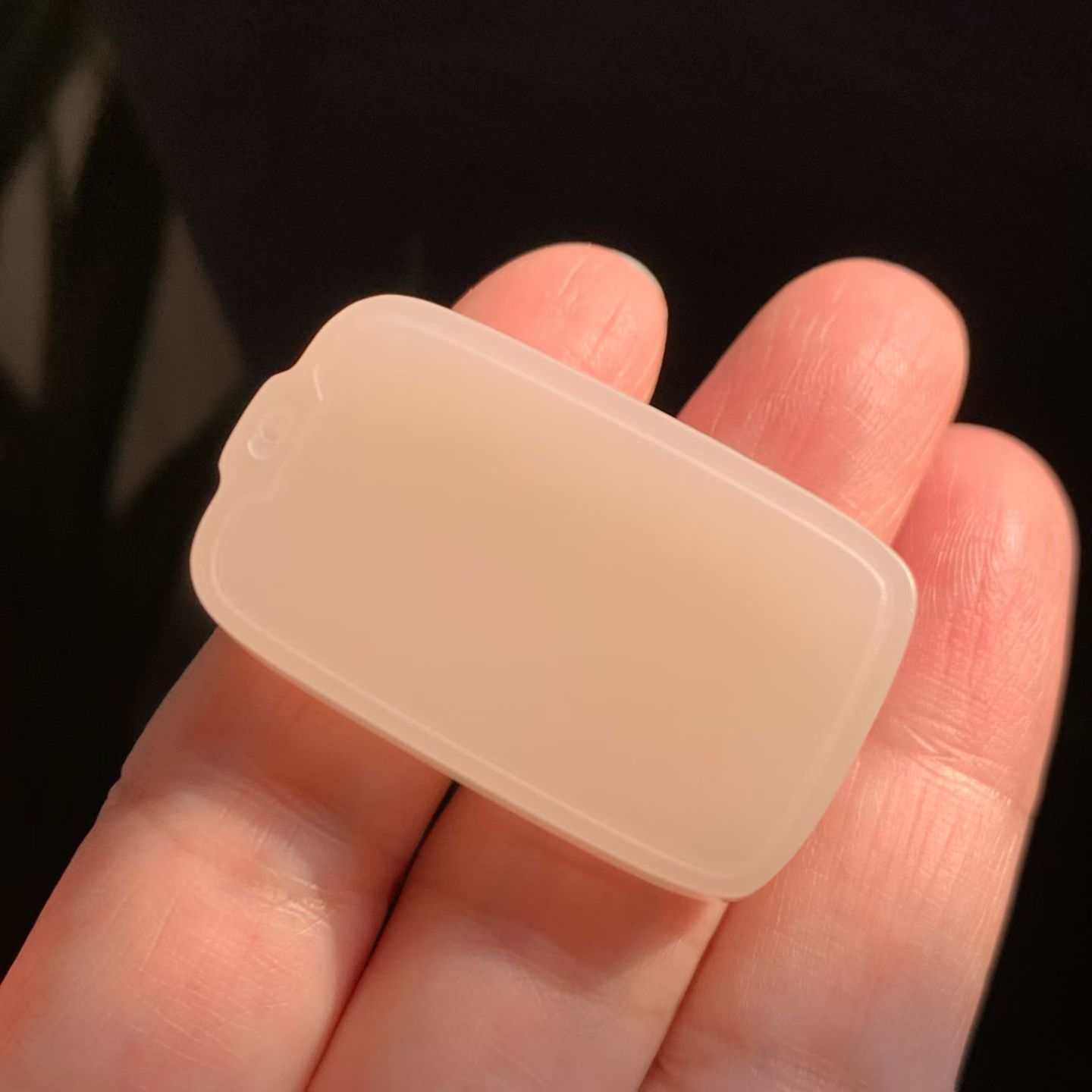 Lotus Pink Nephrite "Ping An Wu Shi Pai" Pendant view 1