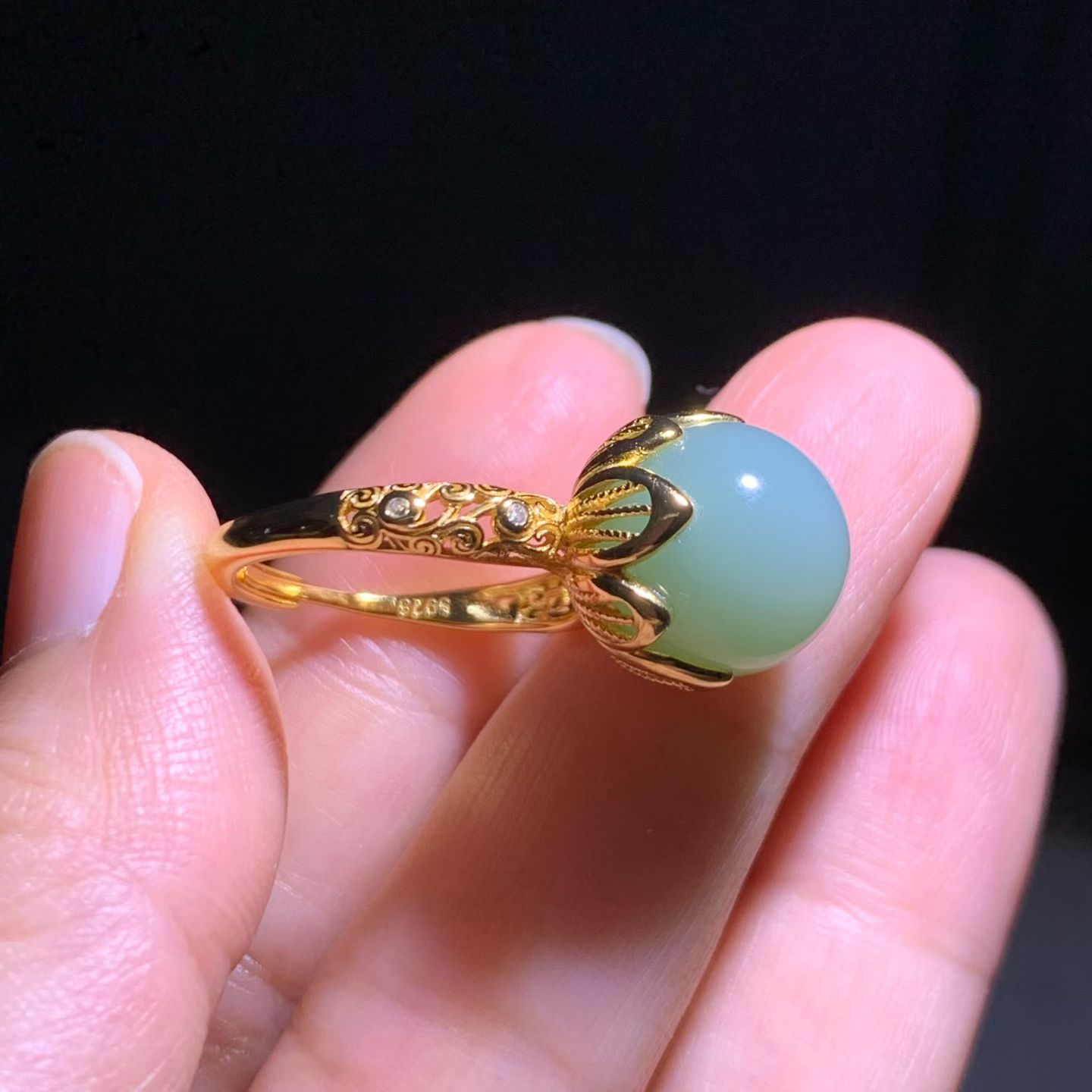 Fenqing Nephrite Bead Ring (12mm） view 2