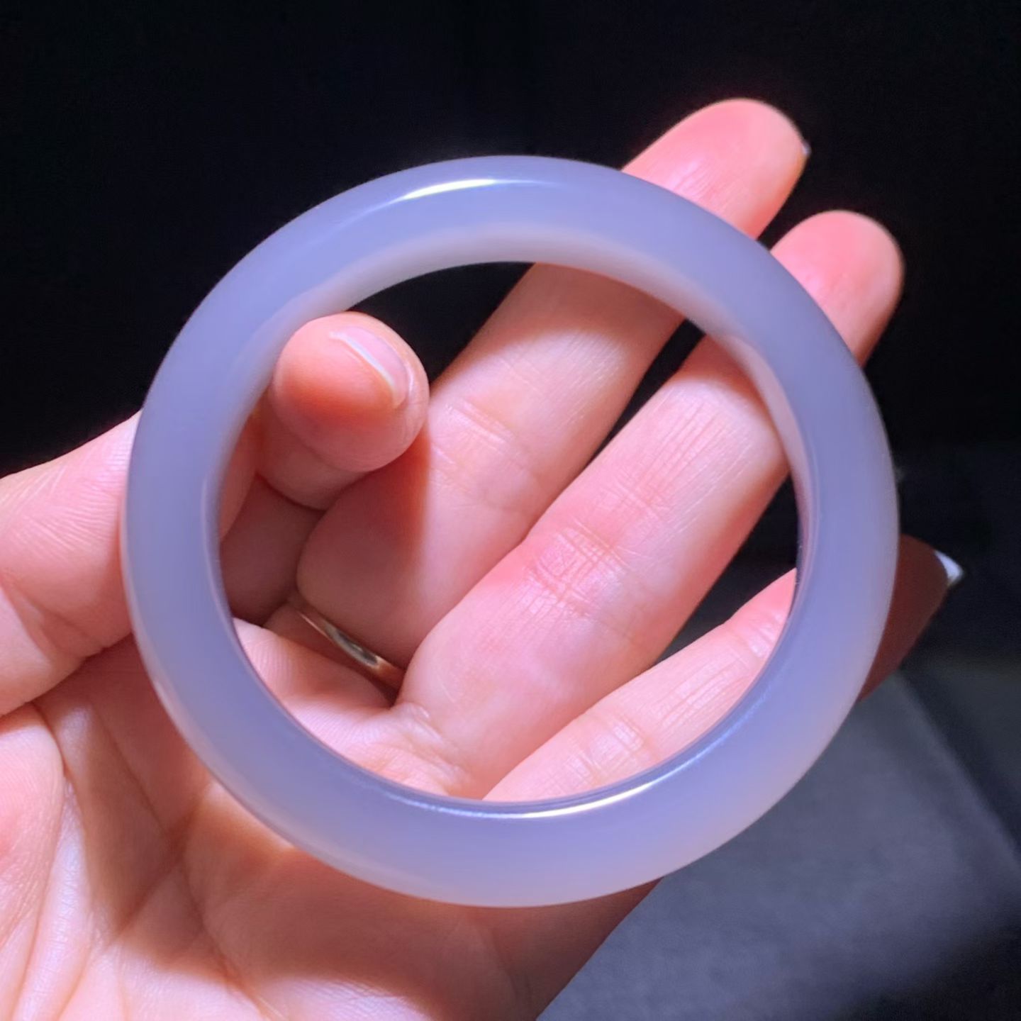 Qinghai Smoky Lavender Nephrite Classic Flat Bangle (53mm)