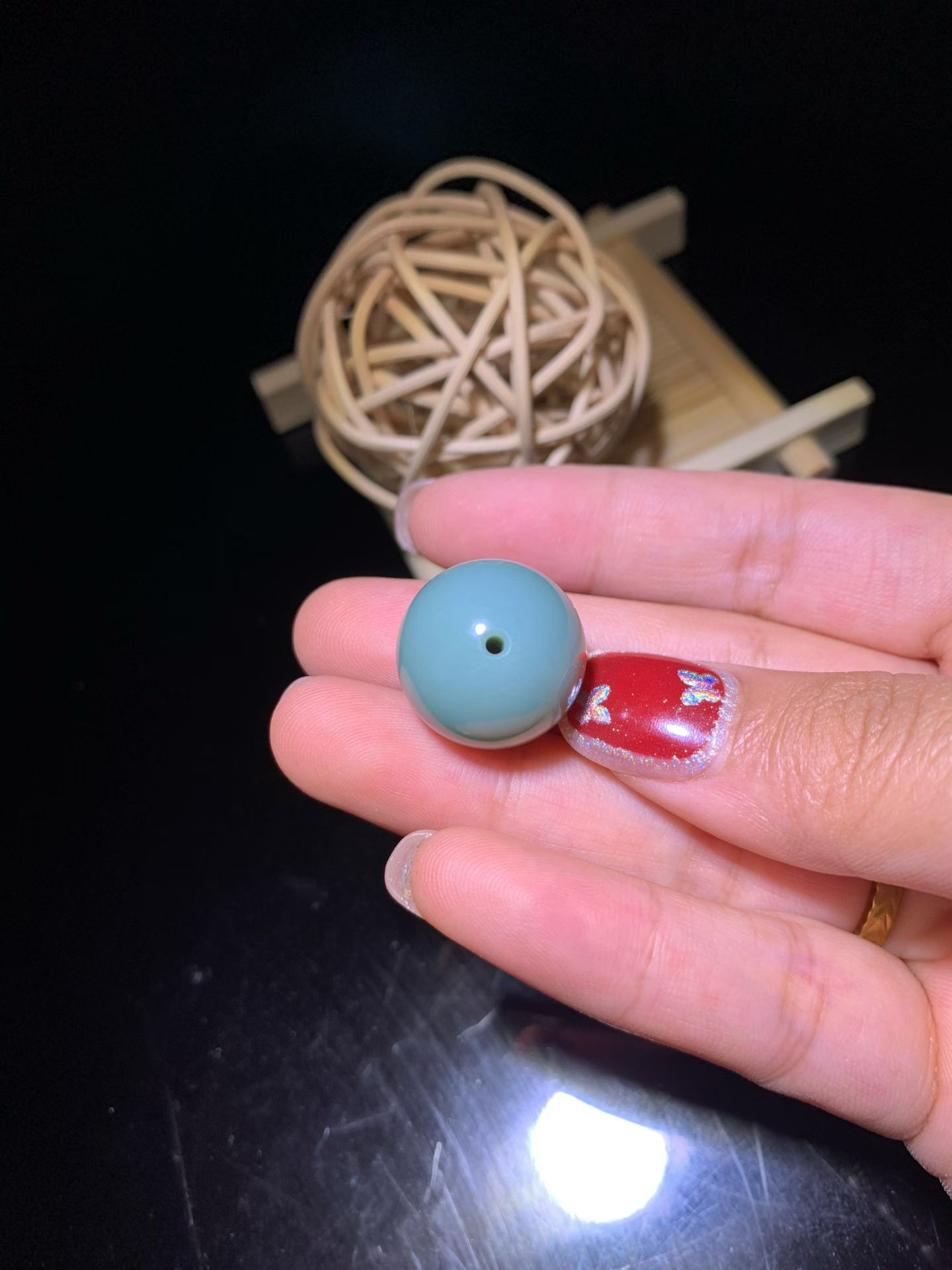Xinjiang Shazaoqing Nephrite Collector Bead (16 mm) view 2