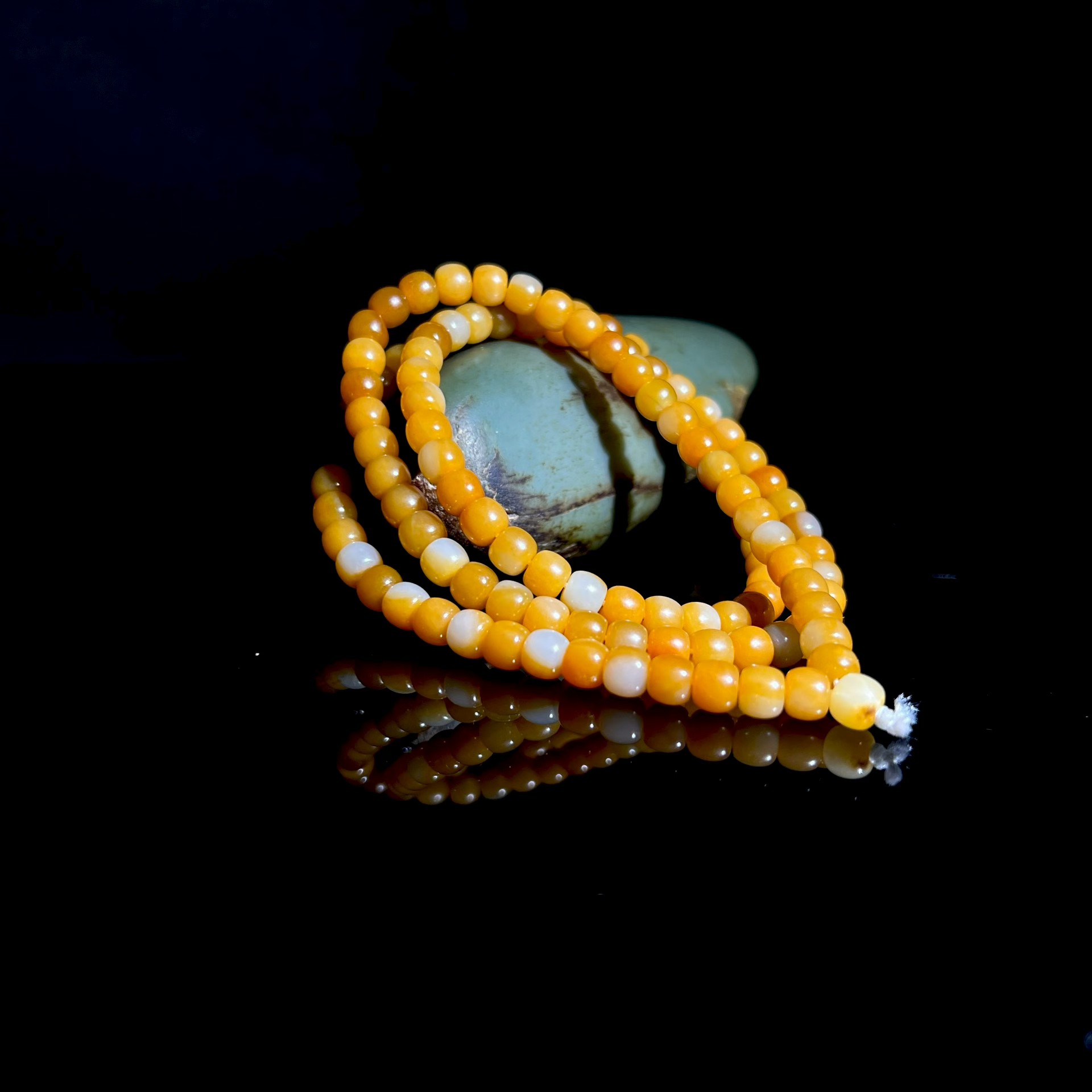 Museum-Grade Lonely Stone “Persimmon Gold” 108-Bead Necklace