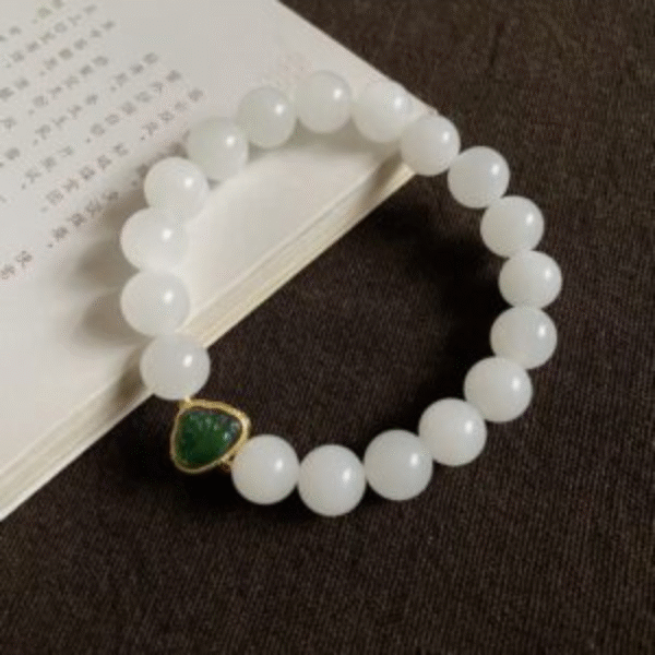 10mm White Nephrite Bead Bracelet - Image 2