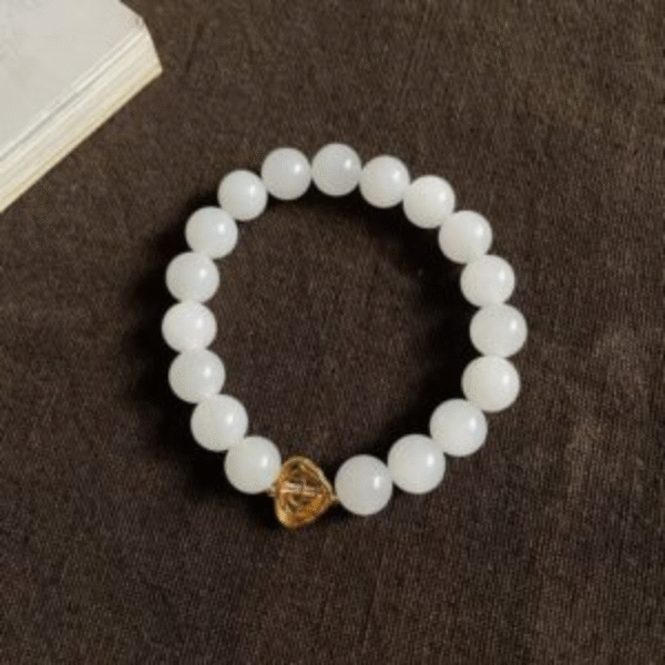 10mm White Nephrite Bead Bracelet - Image 3