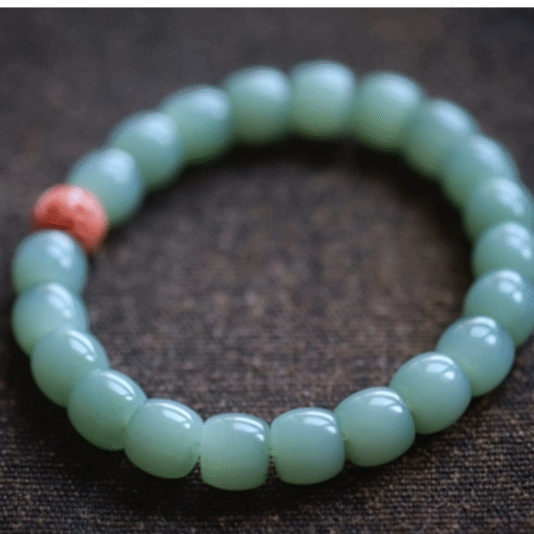 9*8MM Beaded Bracelet – Soft Petal Teal Nephrite from Russia - Image 2