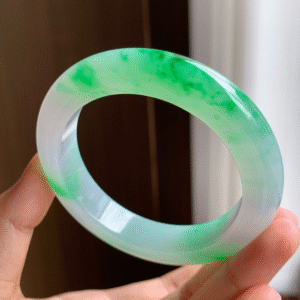 Floating Green Jadeite Bangle- Size 56mm