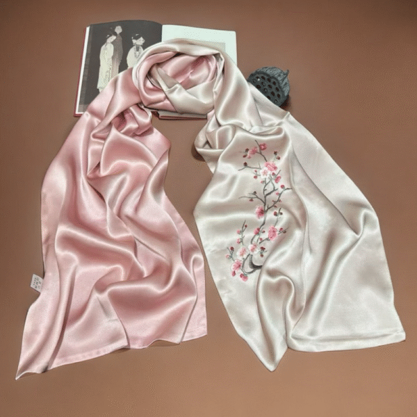 Hand-Embroidered Silk Scarf – Daily Essential