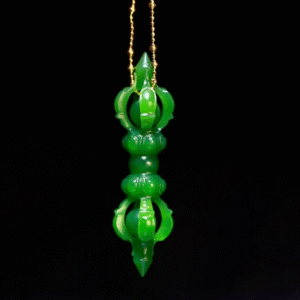 Handcrafted Green Nephrite Jade Vajra (金刚杵)