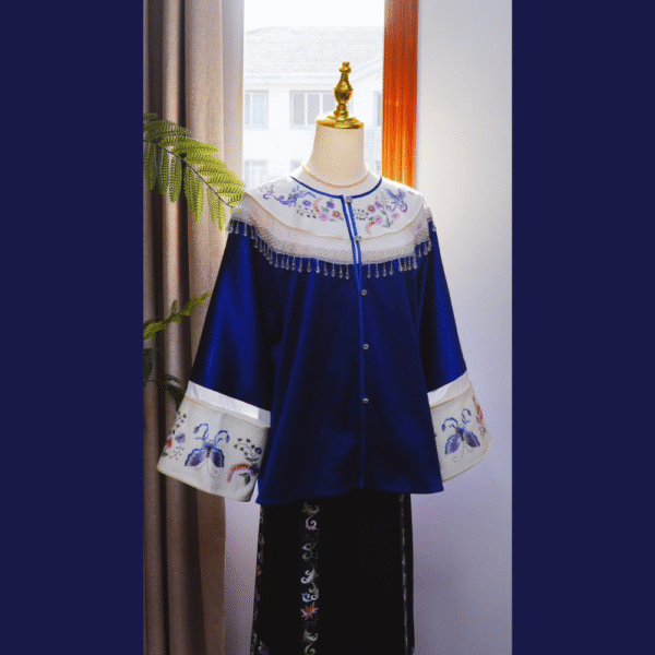 “Imperial Grace” Handcrafted Embroidery Silk Dress - Image 2