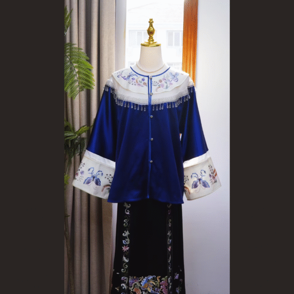 “Imperial Grace” Handcrafted Embroidery Silk Dress - Image 3