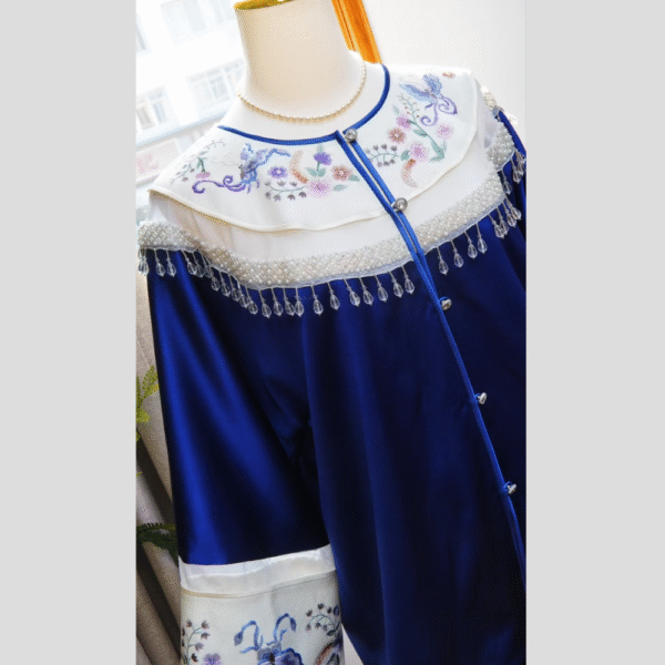 “Imperial Grace” Handcrafted Embroidery Silk Dress - Image 4