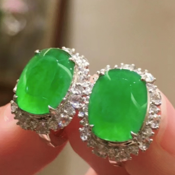 Imperial Green Jadeite Earrings - Image 3