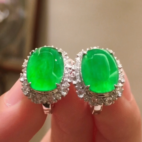 Imperial Green Jadeite Earrings - Image 4