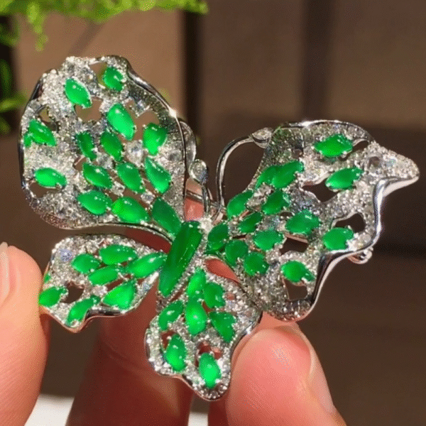Jadeite Butterfly Brooch - Image 3