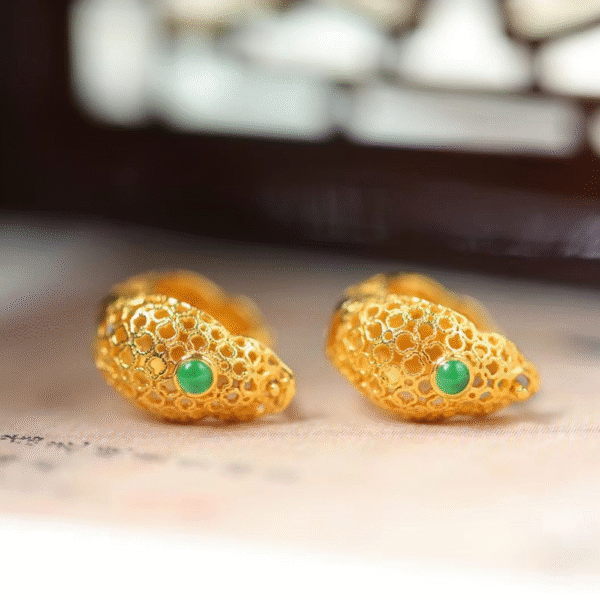 Lovely Gourd Jadeite Earrings - Image 4