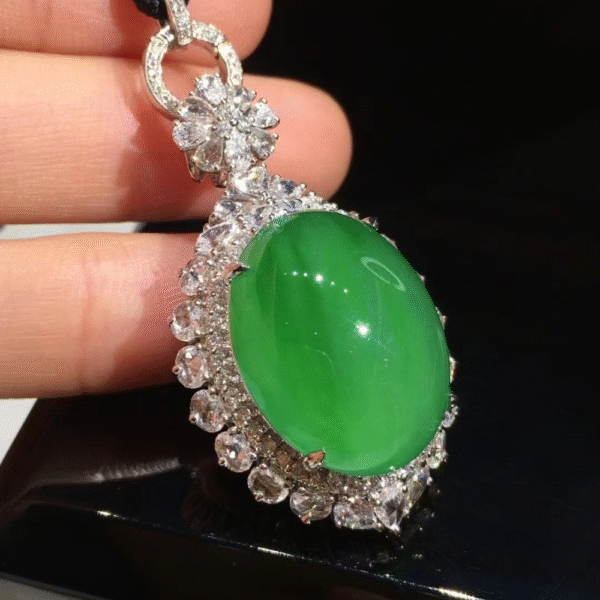 Timeless Green Jadeite Pigeon Egg Pendant - Image 2