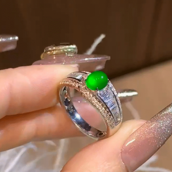“Verdant Elegance” Green Jadeite Ring - Image 3